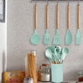 thumbnail image 5 of Kitchen Utensil Set Silicone Cooking Utensils, 2pcs Kitchen Utensils Set Tools WoodenSoup spoon + Migeng (lake green), 5 of 5