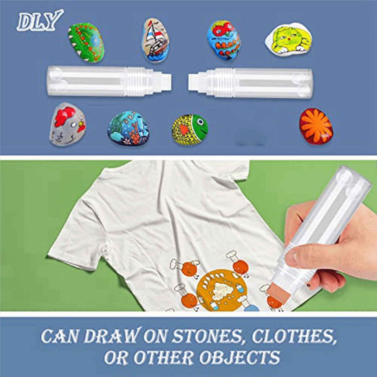 20 Pack Refillable Acrylic Paint Markers 15mm Empty Acrylic Markers Clear White Paint Marker Pens for Rock Painting Wood
