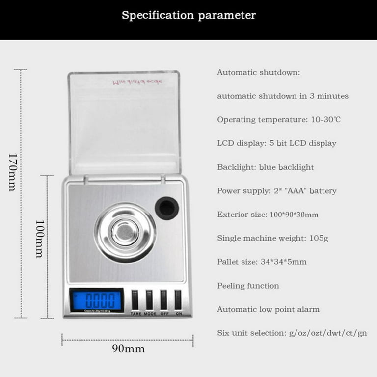 20g x 0.001 Grams, High Precision Digital Milligram Jewelry Scale,  Reloading, Jewelry and Gems Scale