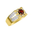 thumbnail image 3 of RYLOS Men's Rings 14K Yellow Gold Designer Starburst 7MM Round Gemstone & Diamond Ring Garnet January Birthstone Rings Size 13, 3 of 7
