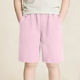 thumbnail image 2 of IVEYRTF Kids Thin Cotton Shorts with Elastic Waistband Solid Color Lightweight for Back to School Summer Casual Wear Loose Fit Everyday Comfortable Bottoms(Pink,9-10 Years), 2 of 6