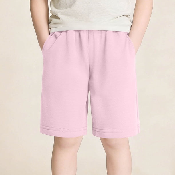 Pantalones cortos holgados para niños y niñas, deportivos, de cinco cuartos, de color liso, medianos y grandes, para la escuela, de algodón.