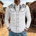 thumbnail image 2 of IWRICH Men's Western Cowboy Shirt Long Sleeve Printed Shirt Slim Fit Casual Button down Shirt White XL, 2 of 4