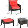 thumbnail image 2 of DORTALA Outdoor Rattan Furniture Set – 5 Piece Patio Conversation Group with Cushions, Glass Table, Ottomans and Chairs for Backyard or Balcony, 2 of 14