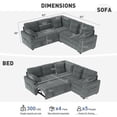 thumbnail image 5 of BedLuxury 83" Sectional Sleeper Sofa With Pull Out Bed, Storage Seat & USB Charging, L Shape Modern Couch for Living Room, Corduroy Gray, 5 of 10