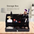 thumbnail image 2 of Caja de almacenamiento para artículos de papelería, maquillaje y cosméticos, organizador de escritorio de madera negra con decoración estética, 2 of 8