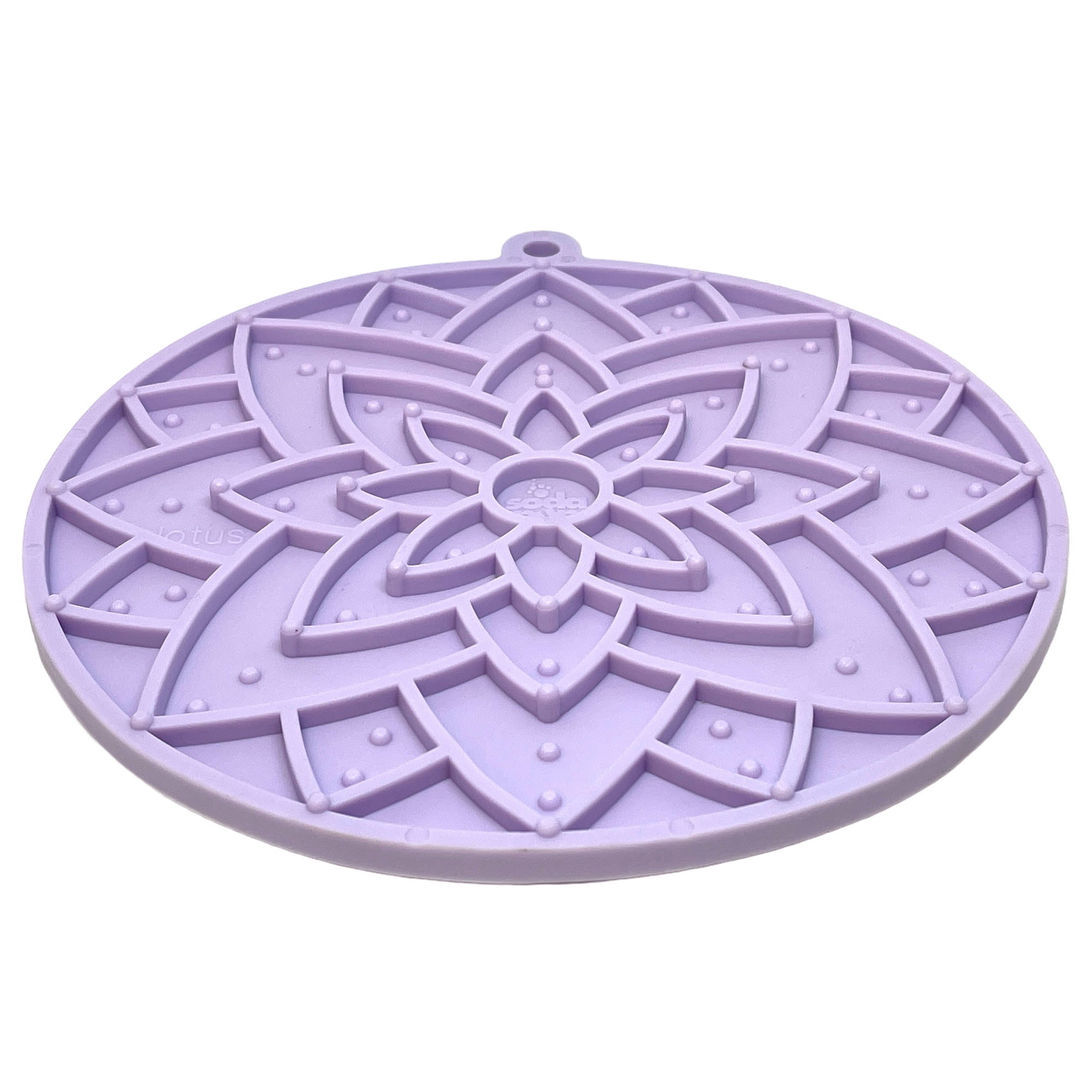 SodaPup Lotus eMat Enrichment Lick Mat with Suction cups, L, Light Purple