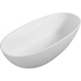 thumbnail image 3 of Barara King Modern Soaking Bathtub,Bathtub, 65" Freestanding Solid Surface Bathtub with Overflow and Pop-up Drain, Matte White, 3 of 15