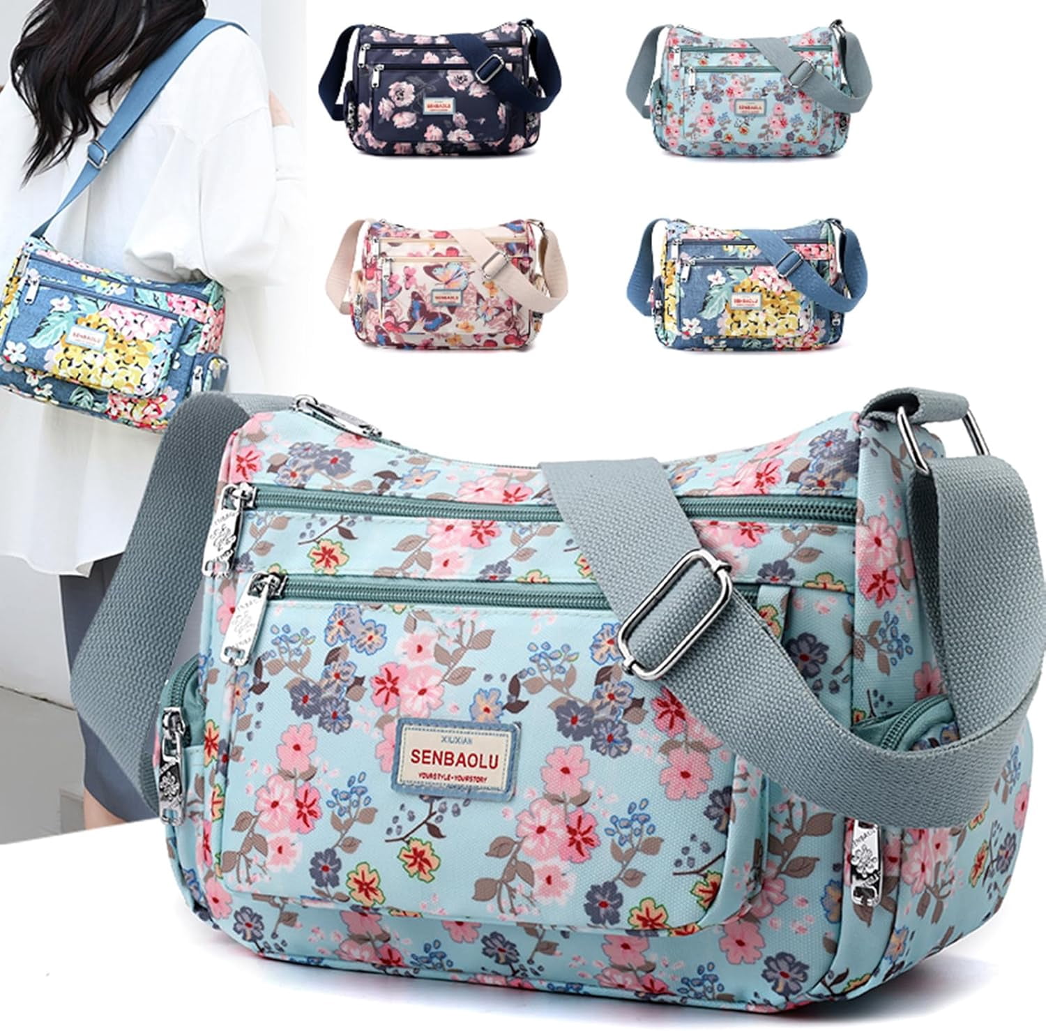 Shoulder Bags for Women Nylon Crossbody Bags Waterproof Lightweight Messenger Purses and Handbags