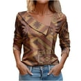thumbnail image 2 of Craaazy Womens Shirts Lapel Casual Printed Top V Neck 3/4 Sleeve Button Blouses Gifts for Women, 2 of 3