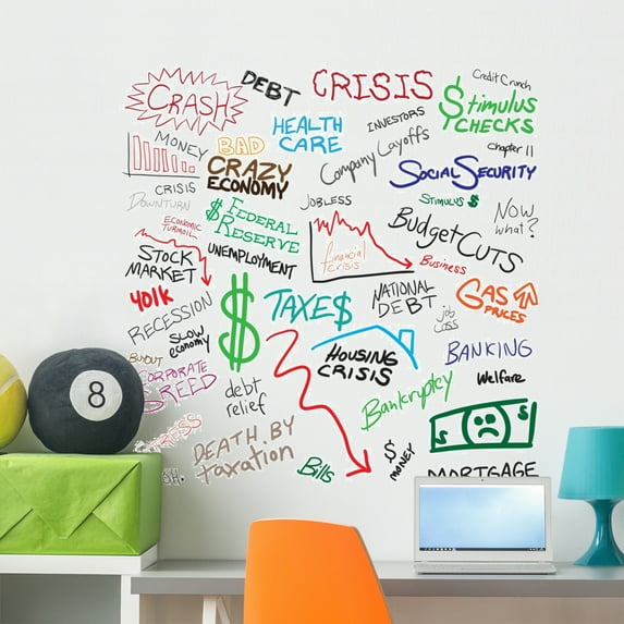 Economy Doodles Wall Mural by Wallmonkeys Peel and Stick Graphic (36 in H x 36 in W) WM243483