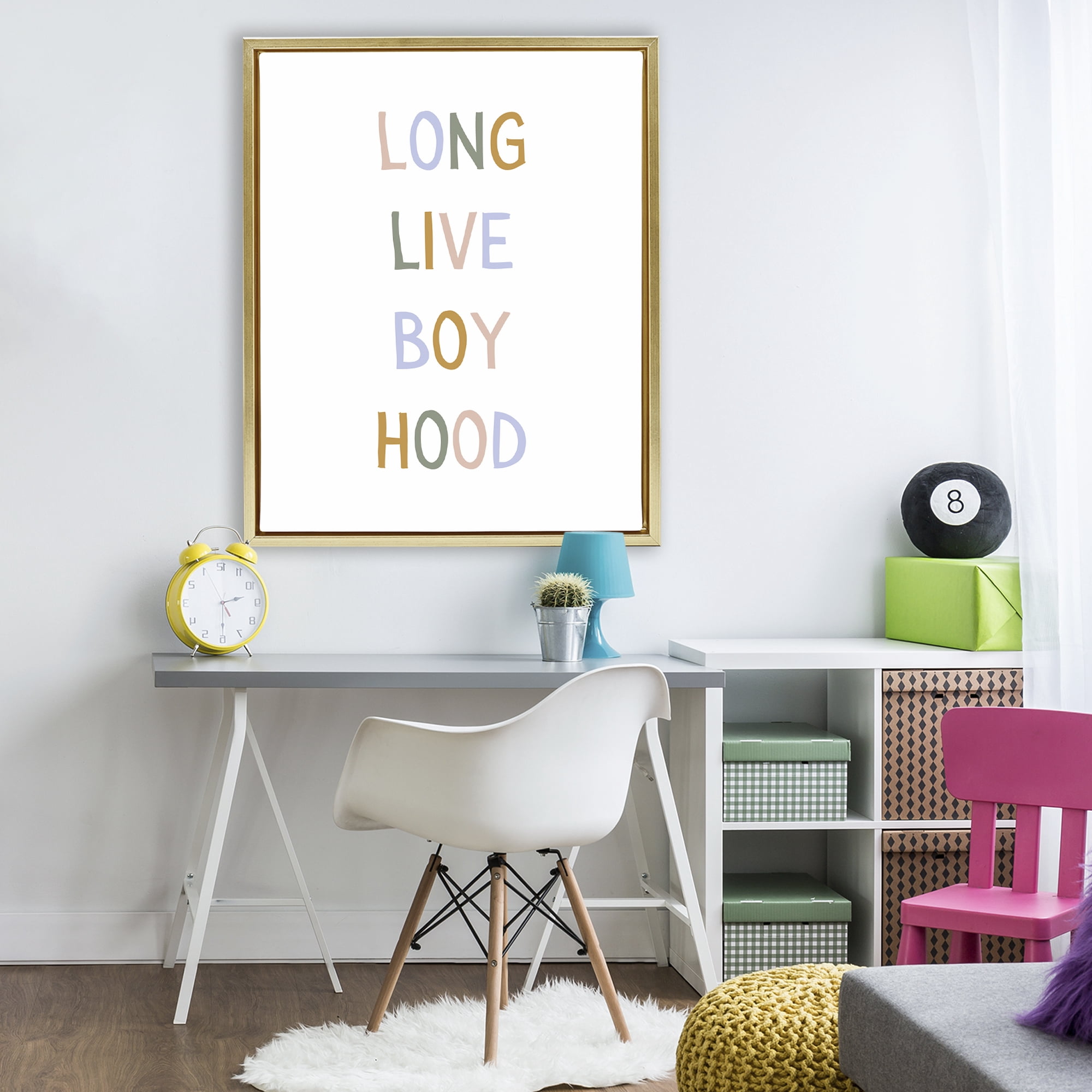 Stupell Industries Long Live Boy Hood Gold Framed Floater Canvas Wall Art, design by Katie Griggs