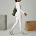 thumbnail image 4 of Women's 2 Piece Yoga Sets Quick-Dry Gym Workout Tracksuit High Waist Running Leggings & Long Sleeve Top Outfits White XL, 4 of 6
