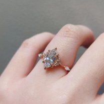 solitaire jewels 2CT Art Deco Marquise Moissanite Solitaire Engagement Ring For Women, 10K Rose Gold