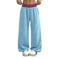thumbnail image 2 of Hvogkswy Wide Leg Sweatpants Women Elastic Drawstring High Waisted Pants Plaid Lining Casual Workout Jogging Pants with Pockets, 2 of 8