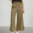 thumbnail image 3 of Lovskoo Women's Casual Cotton And Linen Pants with Pocket Loose Trousers Wide Leg Pants for Women Coffee, 3 of 9