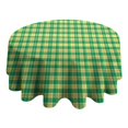 thumbnail image 4 of Green Yellow Checkerboard Checkered Pattern Round Tablecloth 60"x60",Wrinkle Wipeable Table Cloth for Kitchen Dining Room Picnic Patio Party, 4 of 6