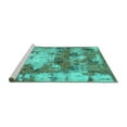 thumbnail image 2 of Ahgly Company Machine Washable Indoor Round Abstract Turquoise Blue Modern Area Rugs, 3' Round, 2 of 4