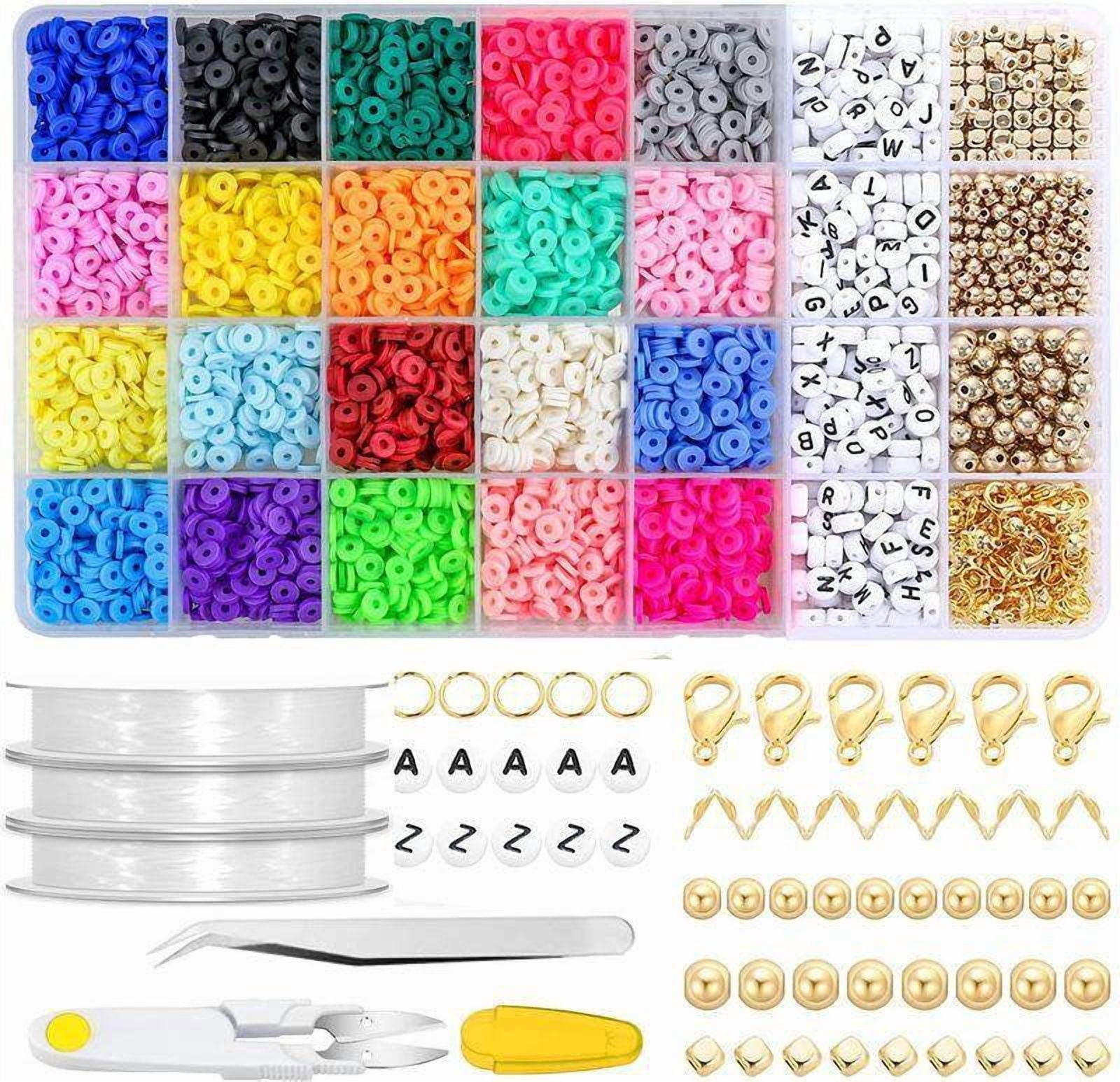 Apuakthei 4000 Pcs Clay Beads 20 Colors Flat Round Clay Beads with Pendant  Kit 3 Roll Elastic Strings for DIY Jewelry Making Bracelets Necklace