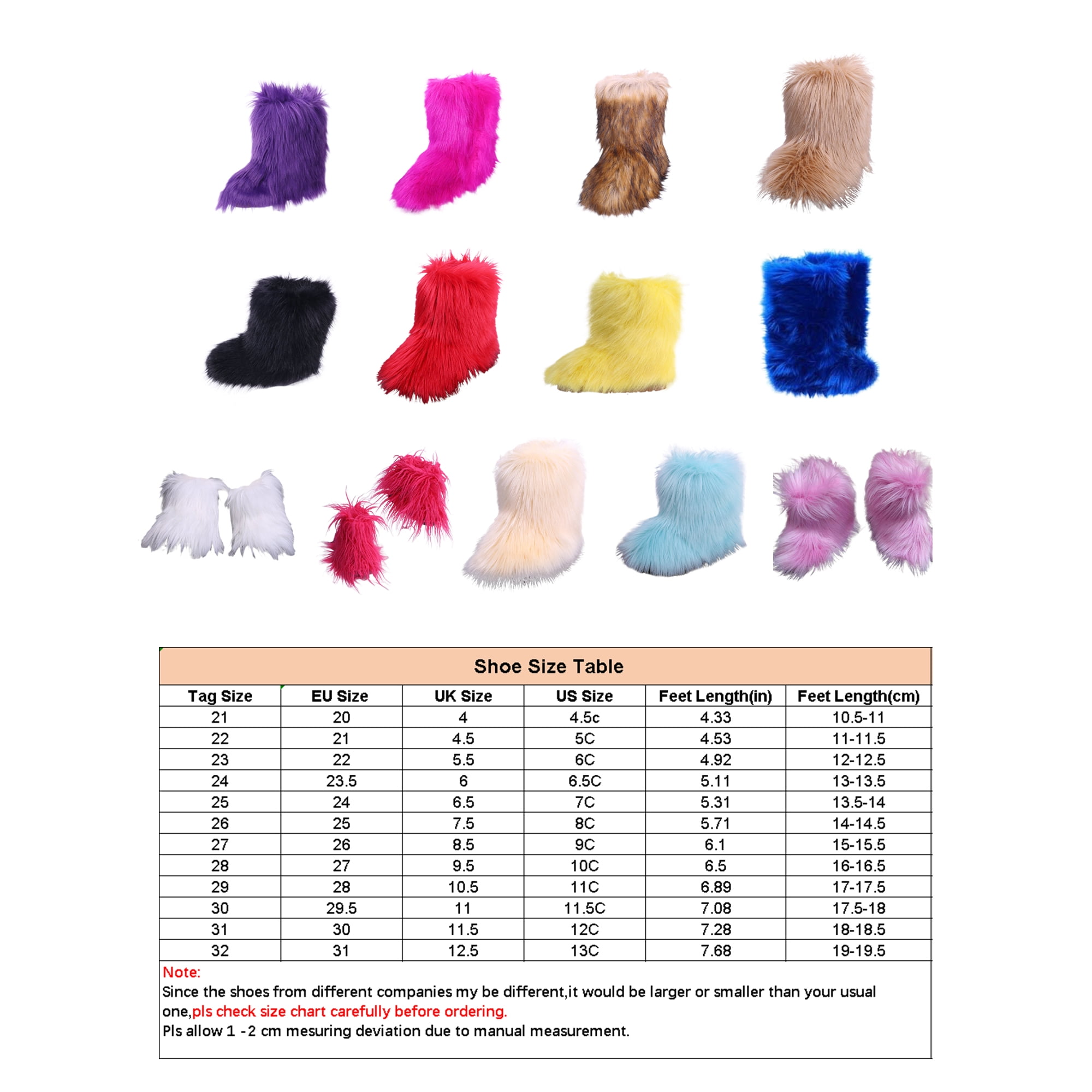 UKAP Girls Fashion Color Block Fluffy Boots Walking Comfort Non Slip Round Toe Fuzzy Boot Blue 6C Walmart