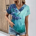 thumbnail image 2 of Mujeres de Verano Superior, V-Cuello Casual Camiseta de Moda de Manga Corta Hecha de Cómodo Estante de Imitación para Toda la Temporada de Uso Diario, Camisetas Cortas para Mujeres, 2 of 4