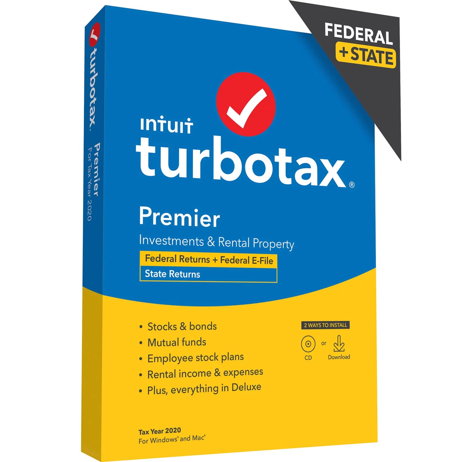 TurboTax Premier 2020 Fed Efile State PC MAC Disc Walmart Walmart