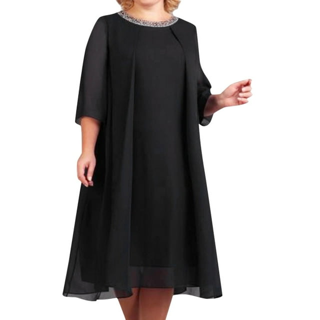 B91xZ Robe de Soirée pour Femmes Casual en Vrac à Manches Courtes Robe Longue Split Maxi Robe de Plage d'Été, Noir XXXXL