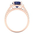 thumbnail image 4 of 2.56 ct Brilliant Round Cut Blue Sapphire 18K Rose Gold Halo Solitaire with Accents Engagement Bridal Wedding Ring Band Set size 9.5, 4 of 7