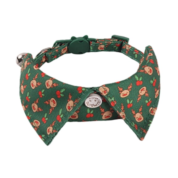 Pajarita navideña para gato, accesorio navideño, colgante para gato, collar ajustable para gato, suministros para mascotas para gatos machos y hembras Alce verde