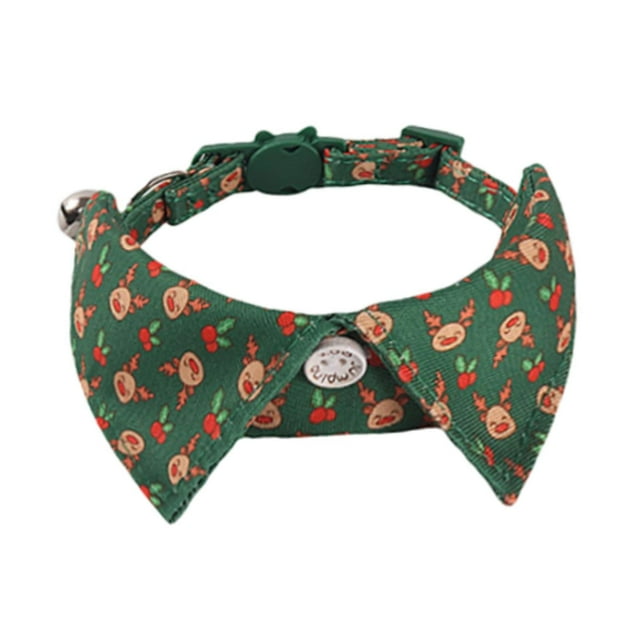 Pajarita navideña para gato, Collar navideño para gato, collares navideños con colgante, suministros cómodos para mascotas para niños y niñas, gatitos Alce verde