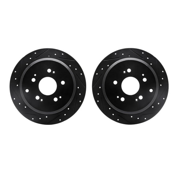 Dynamic Friction Company Rear Brake Rotors-Drilled and Slotted-Black 8002-59065
