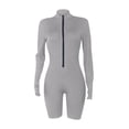 thumbnail image 2 of Snoarin Summer Plus Size Pull On Capris for Women Ribbed Jumpsuits Ribbed Workout Rompers Long Sleeve Exercise Zipper Jumpsuit Trousers for Women on Clearance, 2 of 7