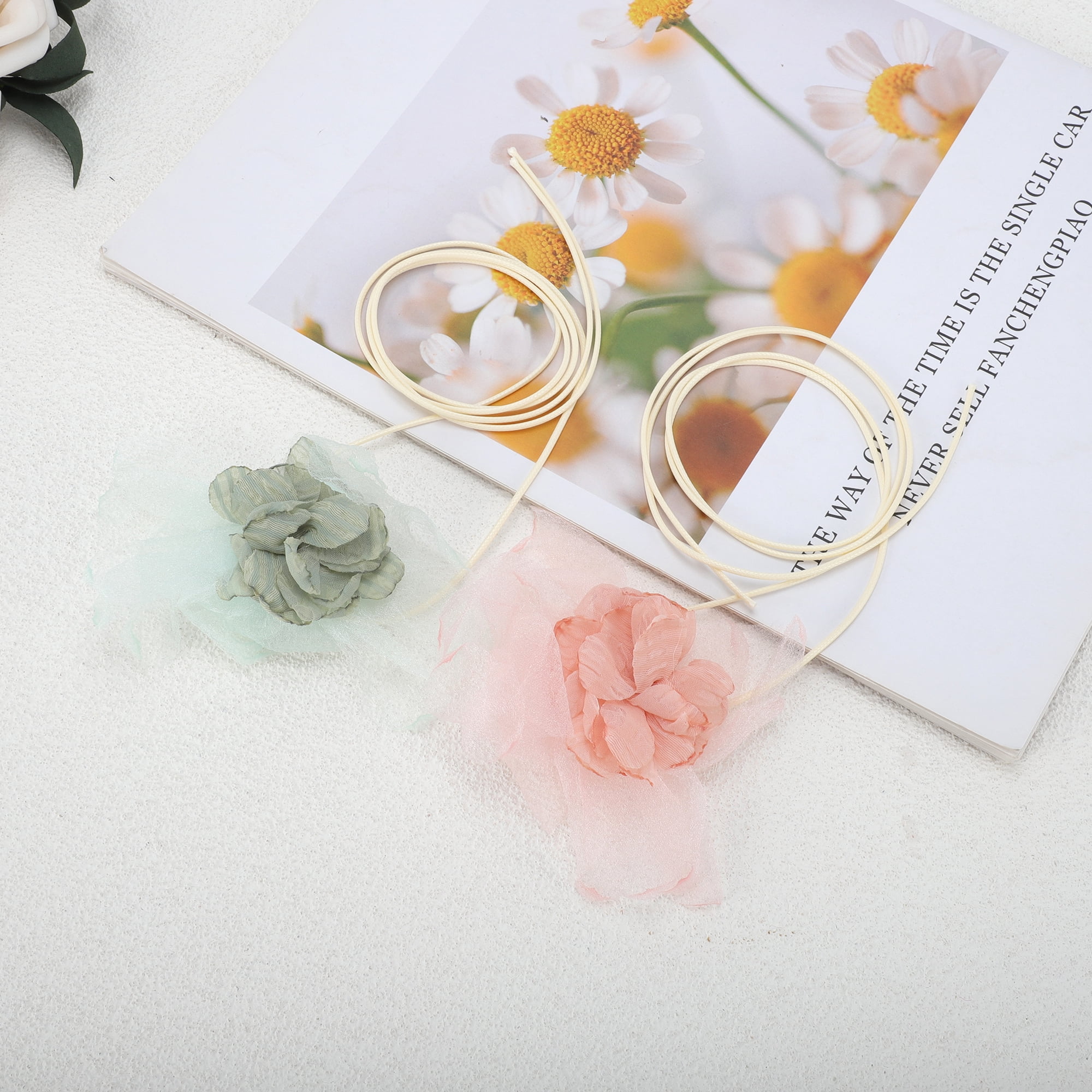 Unique Bargains Stylish Flower Choker Necklace 1 Pc Green