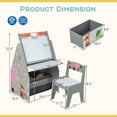 thumbnail image 2 of CIPACHO 3 in 1 Kids Easel and Play Station Convertible with Chair and Storage Bins, Art Easel for Kids Ages 3-8, White Board Easel, Gray, 2 of 4
