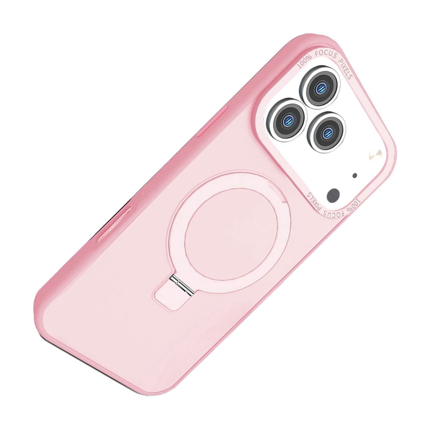 Slim Carbon Fiber Ring Holder Protective Cover for iPhone 17 Pro Max - Pink