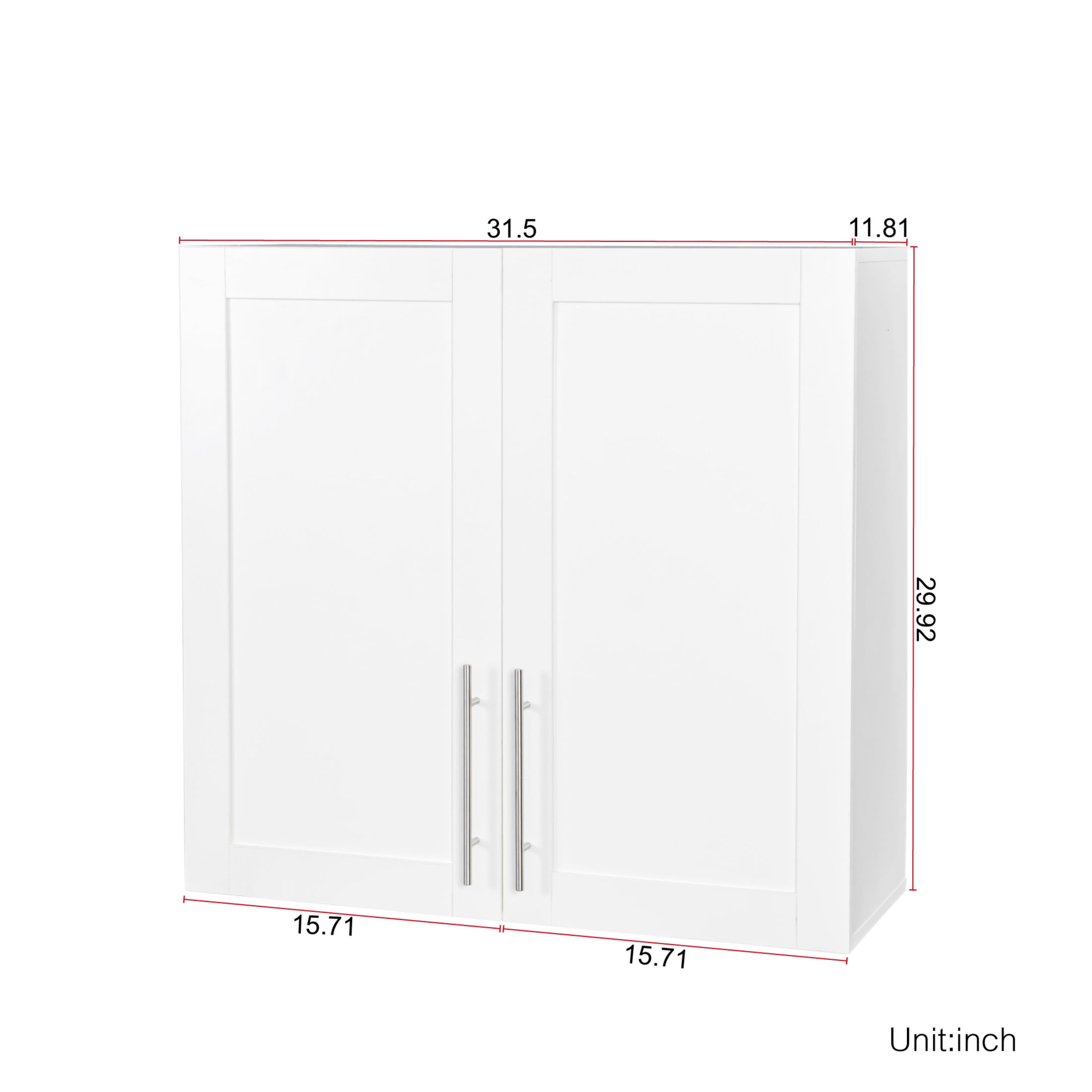 Noble House Frederick 31.50" Wall-Mounted Stackable Storage Cabinet, Adjustable Shelves, Space-Saving, White