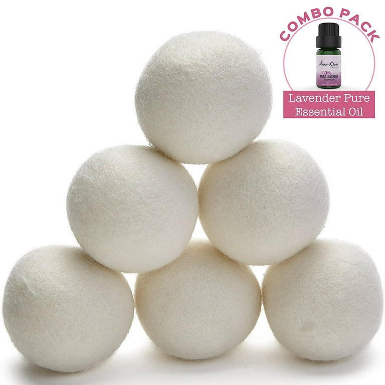 Mountclear Wool Dryer Balls-Lavender Scented Oil Fabric Softener-All  Natural, 6-Pack 