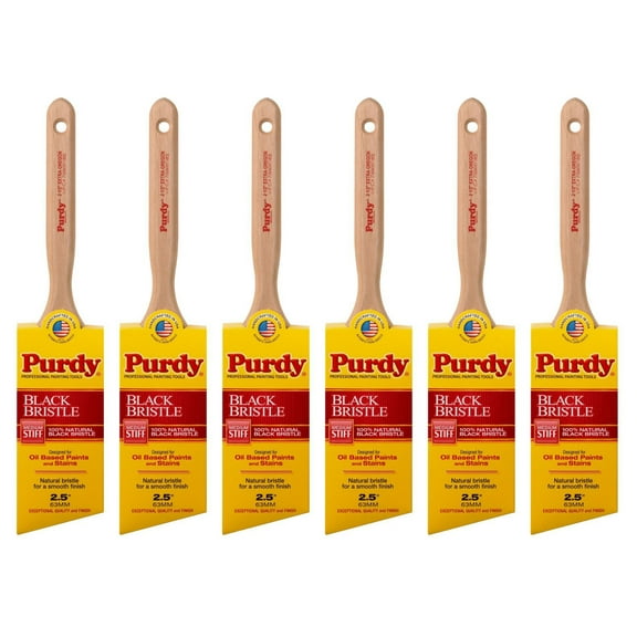 Genuine Purdy 6 Pack Black Bristle Extra Oregon Angular 2-1/2" Paint Brushes 144116025-6PK