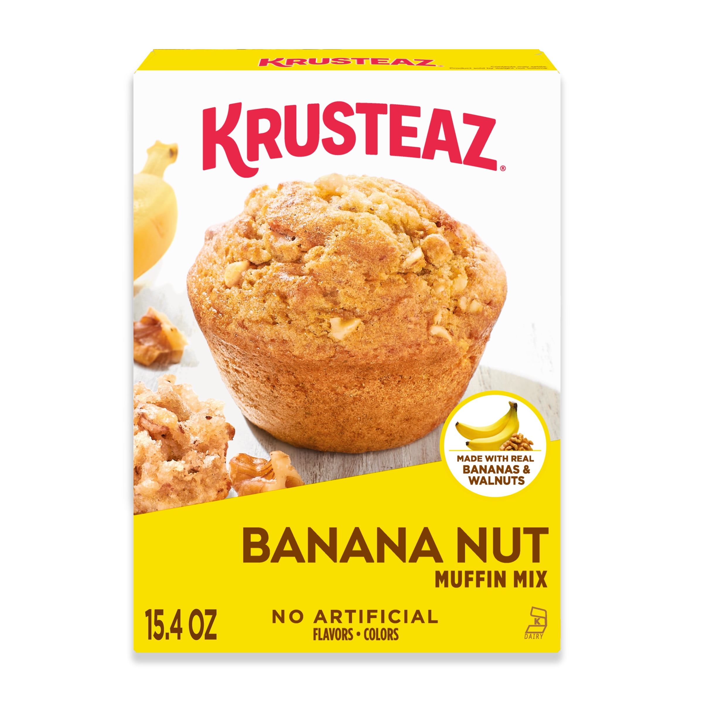 (6 pack) Krusteaz Banana Nut Muffin Mix, Banana Nut Muffins Made With Real Bananas and Real Walnuts, 15.4 oz Box