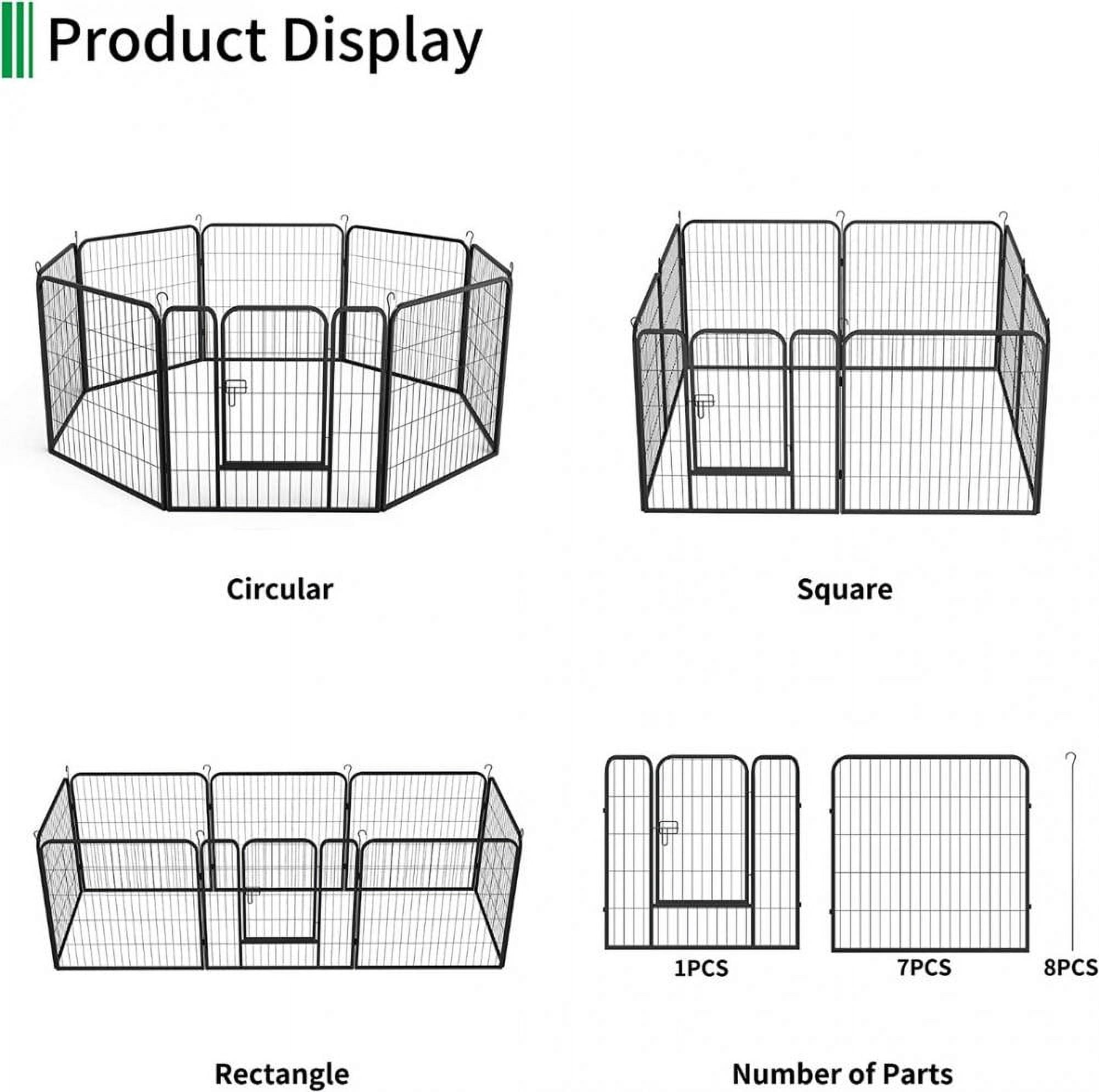 KPIBEST 31.5 Inch Outdoor Metal Dog Playpen with Exercise Fence and Pet Playground Gate for Large, Medium & Small Dogs