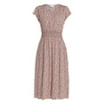 thumbnail image 5 of Time and Tru Women’s and Women’s Plus Smocked Waist Midi Dress with Flutter Sleeves, Sizes XS-4X, 5 of 5