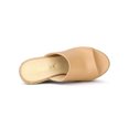 thumbnail image 4 of BLISSFUL STEP Women's Shoes Wedge Heel Open Toe Espadrille Platform Mules Nude 6, 4 of 7