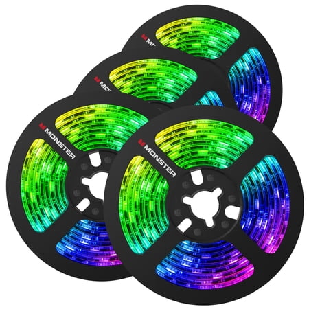UPC: 0805106225568 | Monster LED 4-Pack 6.5ft Color-Changing USB-Powered Light Strip  Remote Control