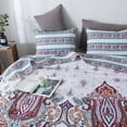 thumbnail image 3 of DaDa Bedding Bohemian Summertime White Blue Floral Paisley Bedspread Set (KSX-003), 3 of 11