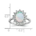 thumbnail image 2 of 15.3mm Ss Rhodium Plated Simulated Opal and Cubic Zirconia Oval Halo Ring Size 8 Ring for Women, 2 of 2