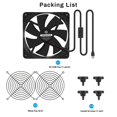 thumbnail image 2 of Ventilador de Enrutador DIY PC Cooler TV Box Enfriamiento Silencioso DC 5V USB Power Ventilador de 120 Mm con Tornillos Red Protectora, 120X120X25MM, 2 of 8