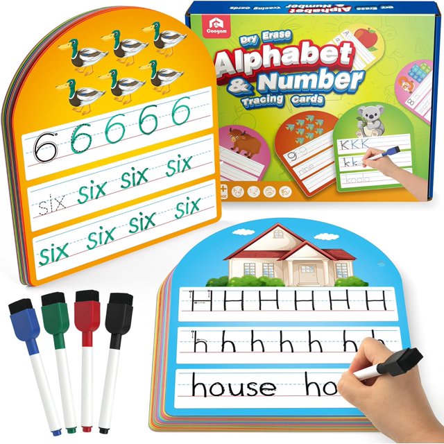 Handwriting Practice Copybook, Write and Erase Alphabet Number Learning Materials, Educational Tracing Letters for Pre-K Homeschool Student Kids Age 3-6
