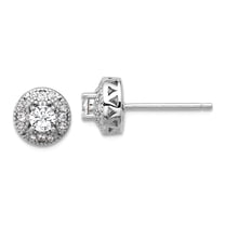 925 Sterling Silver Rhodium Plated Cubic Zirconia Round Post Earrings 7.75x7.75mm Wide Stud Earring for Women
