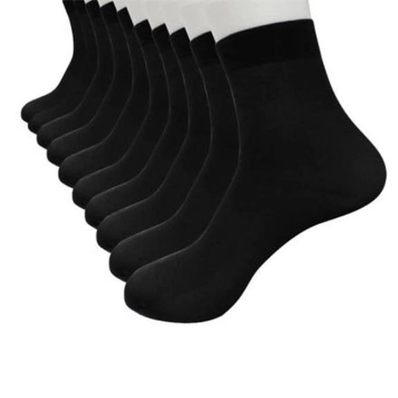 Men's 10-Pack Thin Solid Crew Socks, Ultra Light Airy Material, Versatile for Office & Daily,Black
