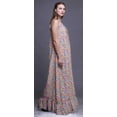 thumbnail image 3 of Bimba Gris Pâle2 Plume Coloré Vêtement de Nuit pour Femmes Nuisette Imprimée Robe Maxi à Bretelles Spaghetti Vêtement de Nuit XX-Grand, 3 of 5